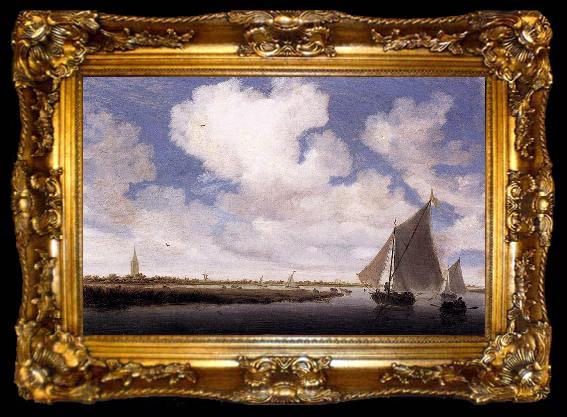 framed  Salomon van Ruysdael Sailboats on the Wijkermeer, ta009-2